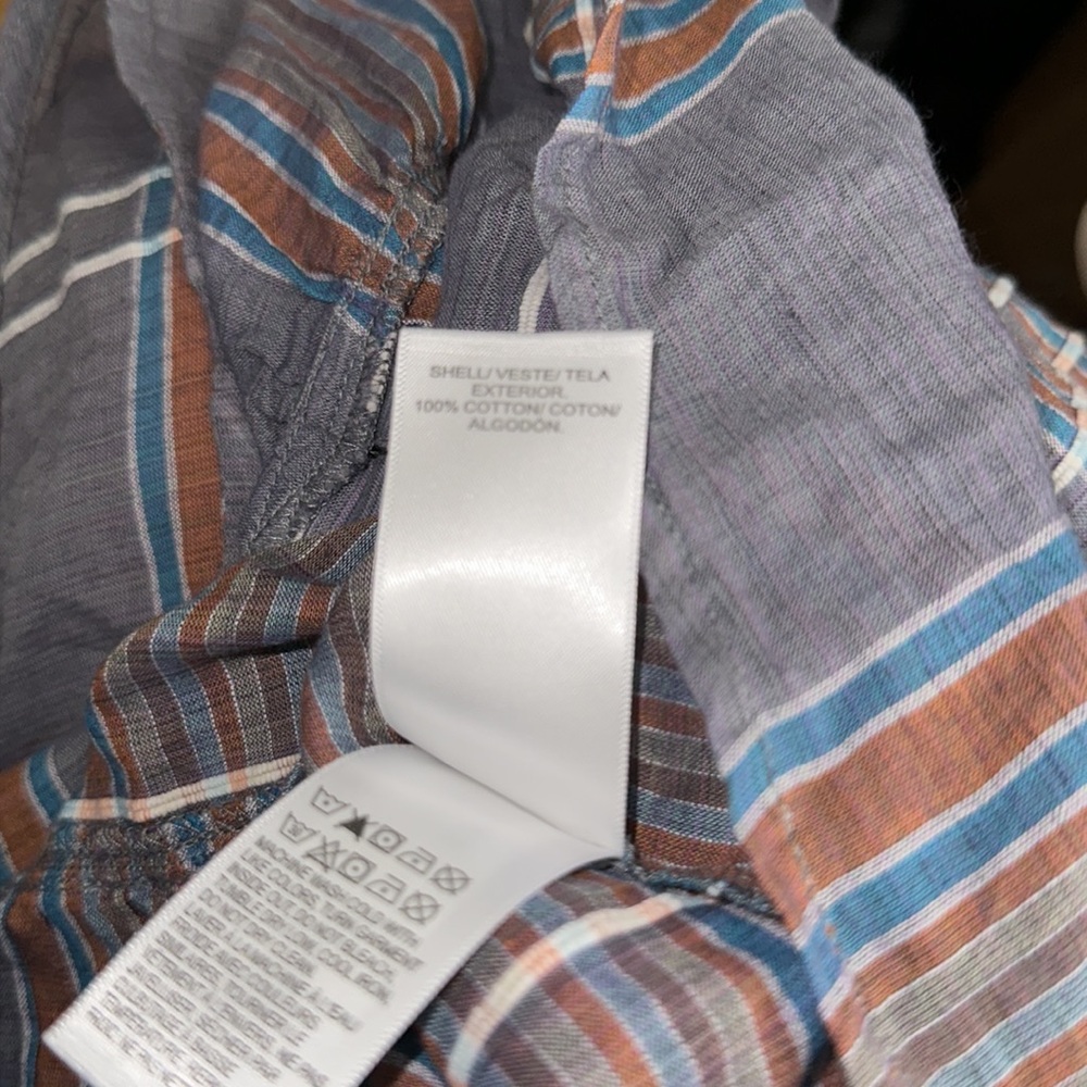 Lucky brand lace up front flowy boho plaid top - flattering!higher in back - Picture 7 of 7